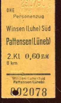OHE Fahrkarte Winsen (Luhe) Süd – Pattensen