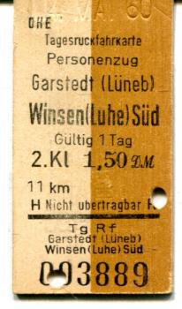 OHE Rückfahrkarte Garstedt – Winsen (Luhe) Süd