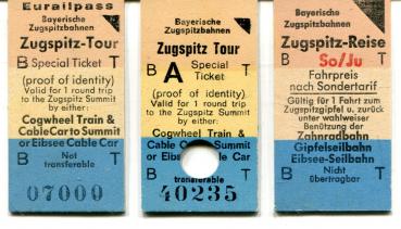 3 Fahrkarten Zugspitzbahn