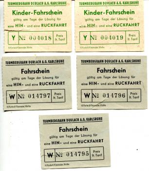 5 Fahrscheine Turmbergbahn Karlsruhe