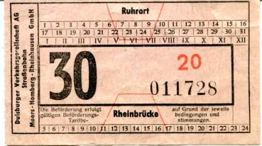 Fahrschein Duisburg Ruhrort / Rheinbrücke