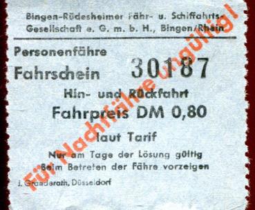 Fahrschein Personenfähre Bingen – Rüdesheimer