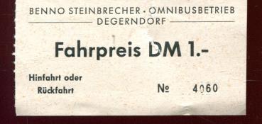Fahrschein Omnibusbetrieb Steinbrecher Deggendorf