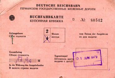 DR Buchfahrkarte Stendal – Jelena Gora 1979