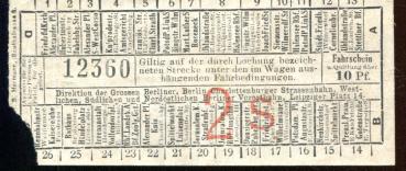 Fahrschein Grosse Berliner Charlottenburger Strassenbahn und Vorortbahnen