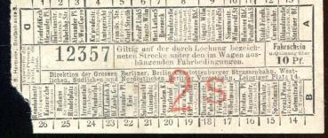 Fahrschein Grosse Berliner Charlottenburger Strassenbahn und Vorortbahnen