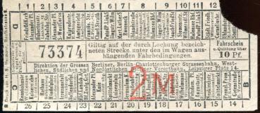 Fahrschein Grosse Berliner Charlottenburger Strassenbahn und Vorortbahnen
