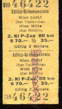 Fahrkarte Edlitz-Grimmenstein – Wien Süd