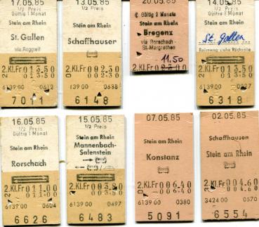 8 Fahrkarten Stein am Rhein