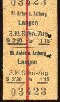 Fahrkarte St. Anton am Arlberg – Langen