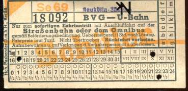 BVG Fahrschein U-Bahn Umsteigefahrschein Neukölln