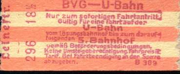 BVG Fahrschein U-Bahn Leinestraße bis zum 5. Bahnhof