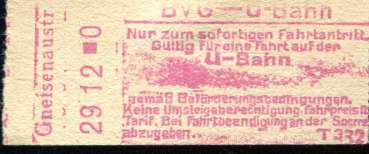 BVG Fahrschein U-Bahn Gneisenaustraße