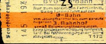 BVG Fahrschein U-Bahn Senefelder Platz bis zum 3. Bahnhof