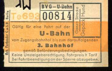 BVG Fahrschein U-Bahn bis zum 3. Bahnhof
