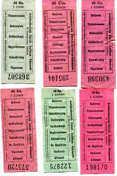 6 Fahrscheine Autobusbetrieb Zürich – Zollikon – Küssnacht