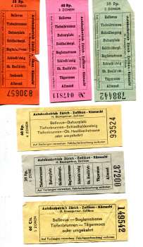 7 Fahrscheine Autobusbetrieb Zürich – Zollikon – Küssnacht