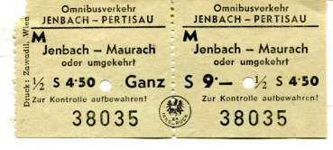 Fahrschein Omnibusverkehr Jenbach – Pertisau
