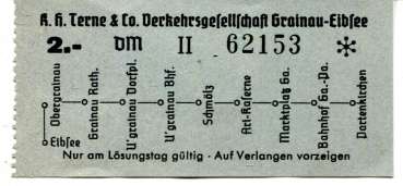 Fahrschein Verkehrsgesellschaft Grainau – Eibsee