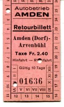 Fahrkarte Autobetrieb Amden Arvenbühl