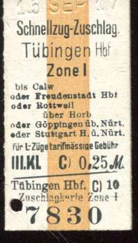 Schnellzugzuschlag Tübingen Zone I 1917