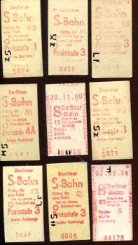 9 Fahrkarten S-Bahn Berlin West rotdruck