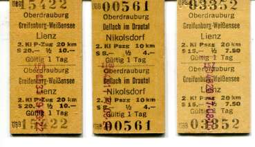 3 ÖBB Fahrkarten Oberdrauburg