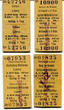 4 ÖBB Fahrkarten Lienz Drautal Berg Dellach Sillian