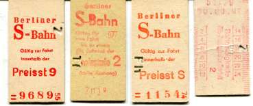 4 Fahrkarten / Bahnsteigkarte S-Bahn Berlin Rotdruck