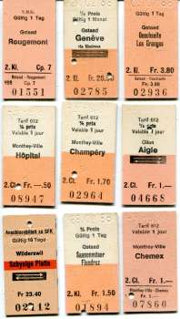 9 Fahrkarten Schweiz Gstaad Champery Aigle Wilderswil Chemex