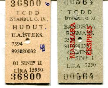 2 Fahrkarten TCDD Türkei Istanbul