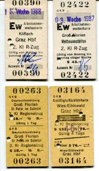 4 Fahrkarten Graz – Köflacher Bahn