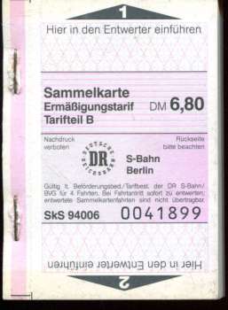 1 Block mit 50 Fahrscheinen BVG Berlin Ermäßigung Tarifteil B 6,80 DM