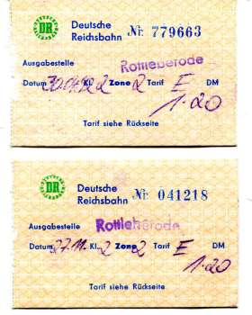 2 DR Fahrscheine Rottleberode