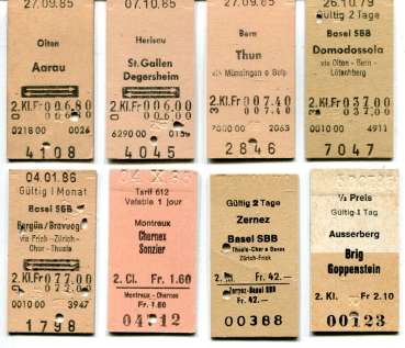 8 Fahrkarten Schweiz