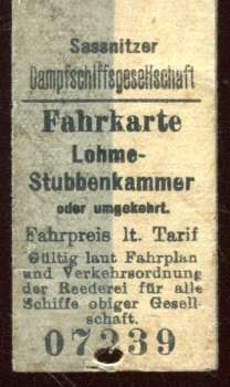Fahrkarte Sassnitzer Dampfschiffsgesellschaft Lohme – Stubbenkammer