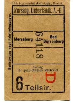 Fahrschein Überlandbahn Merseburg – Bad Dürrenberg
