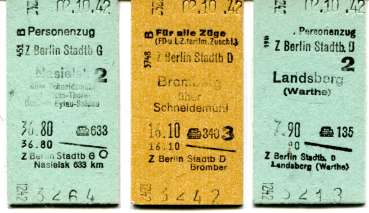 3 NACHDRUCK Fahrkarten Berlin Stadtbahn Richtung Ostgebiete