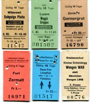 6 Fahrkarten Schweiz