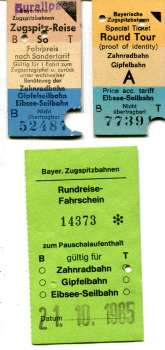 3 Fahrkarten Bayerische Zugspitzbahn