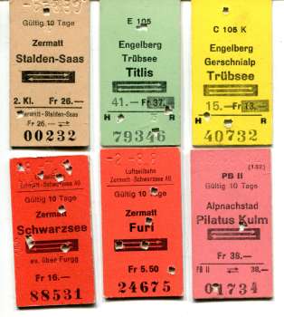 6 Fahrkarten Schweiz