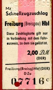 Schnellzugzuschlag Freiburg HBF 1956