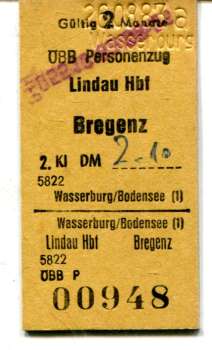 Fahrkarte ÖBB Personenzug Lindau Hbf – Bregenz