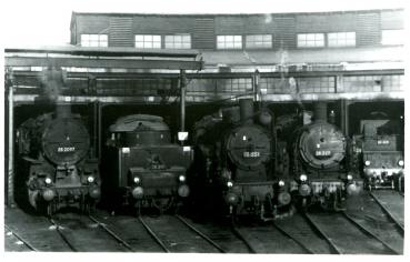 58 2097, 38 291, 75 551, 38 327 und 22 075 Bw Chemnitz Hbf 1965