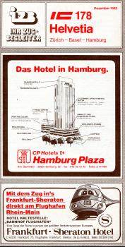 Ihr Zugbegleiter IC 178 Helvetia Zürich – Hamburg dezember 1982