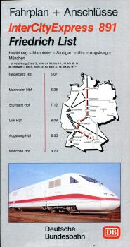 Fahrplan und Anschlüsse ICE 891 Friedrich List Heidelberg – München