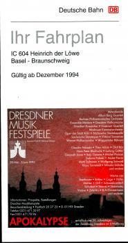 Ihr Fahrplan IC 604 Heinrich der Löwe Basel – Braunschweig ab Dezember 1994