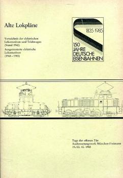 Alte Lokpläne, Verzeichnis 1940, ausgemusterte elektr. Lokomotiv