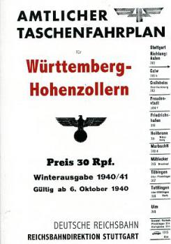 Amtlicher Taschenfahrplan Württemberg-Hohenzollern 1940