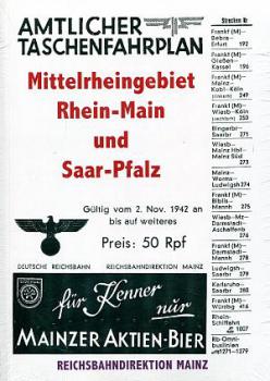 Taschenfahrplan Mittelrheingebiet 1942 Reprint